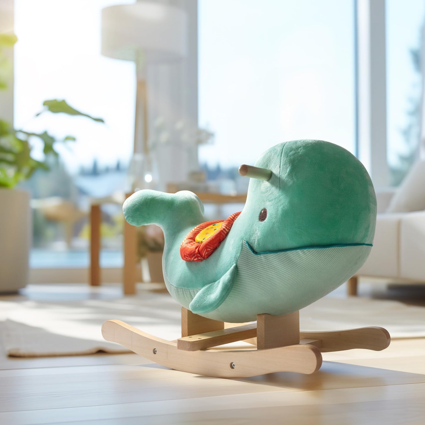 B. toys – Whale Rocker – Echo – Wooden Ride – On Rocking Toy for Toddlers – Classic & Durable Design – Active Play & Balance – 18+ Months – Adorable Whale Theme