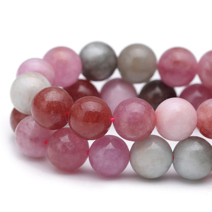 Youngbling Natural Gemstone Beads for Jewelry Making,8mm Rainbow Stone Jade Polished Round Smooth Stone Beads,Genuine Real Stone for Bracelet Necklace 15 Inch(Rainbow Stone,8mm)