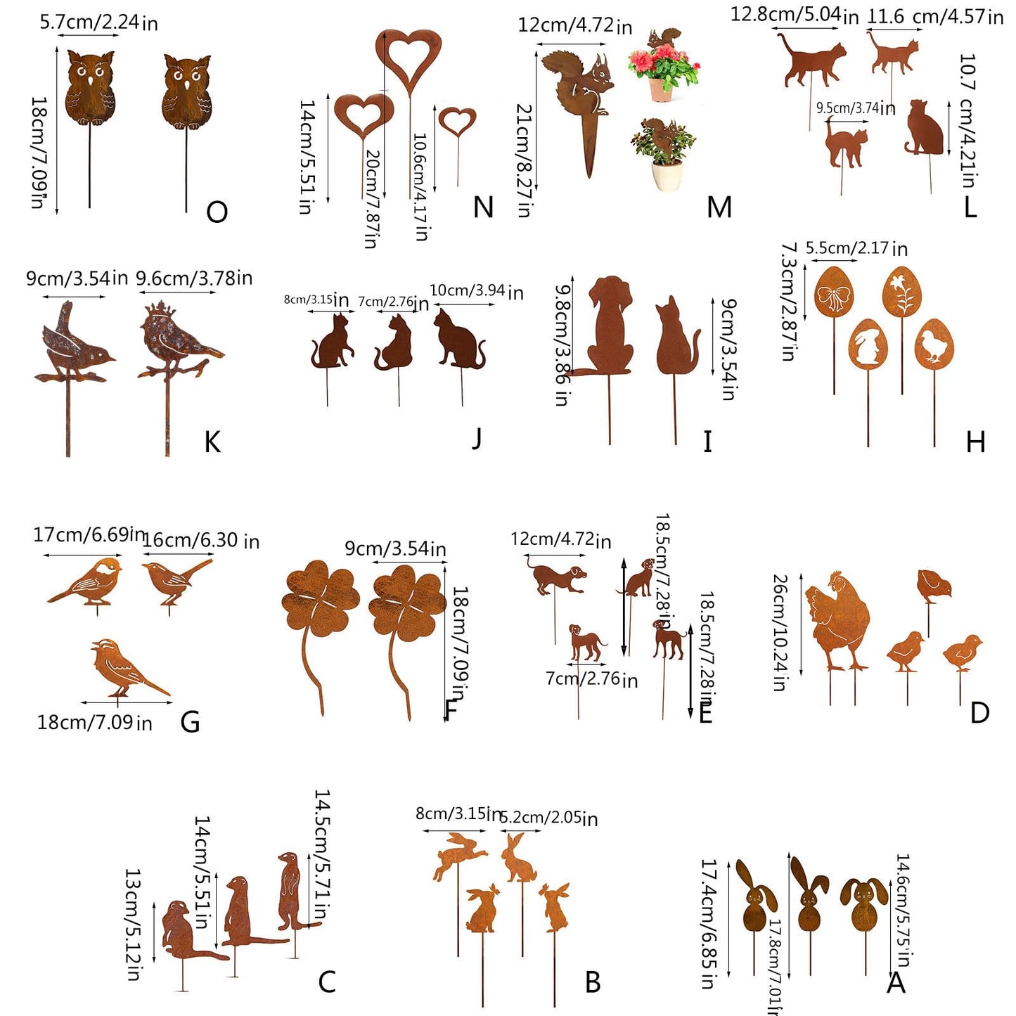 QWQJ Metal Animal Yard Decors Arden Art Rusted Animals or Outside Decorations Outdoor Decorative Stake Lawn Accessory