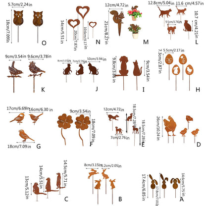 QWQJ Metal Animal Yard Decors Arden Art Rusted Animals or Outside Decorations Outdoor Decorative Stake Lawn Accessory