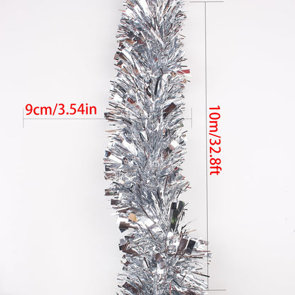 LZZYWYDTT 33FT Christmas Tinsel Garland,Silvery Shiny Metallic Foil Decorations for Parade Floats, Halloween, Christmas Tree, New Year Parties,Birthday Party,Indoor and Outdoor Disco Party Supplies