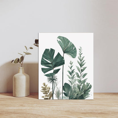 Nilem Design Botanical Wall Art Prints Set of 4 (8"x10") – Unframed Minimalist Leaf Posters in Green Tones – Plant Wall Decor for Bedroom, Living Room, Bathroom, or Office