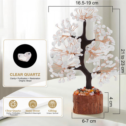 Clear Quartz Crystal Tree of Life for Home, Office, and Desk Decor，Handmade Bonsai for Clearity, Healing Crystals Money Tree，Perfect Concentration Gifts for Mom and Sister Friend