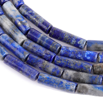 HAAMIIQII Natural Blue Lapis Lazuli Tube Beads 13x4mm Column Stone Cylinder Gemstone Loose Beads for Jewelry Making Strand 15 Inch (28-29pcs)