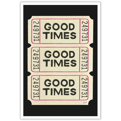 Trendy Wall Art Prints Poster Retro Good Times Ticket Print Black White Canvas Wall Art Retro Trendy Preppy Wall Decor For Bar Cart Teen Girls Living Room Bedroom Gallery 8x12in Unframed