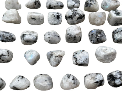 GAF TREASURES 5 Pcs Rainbow Moonstone Tumbled Stones, Polished Rainbow Moonstone Gemstone, Rainbow Moonstone Healing Crystals (Rainbow Moonstone)