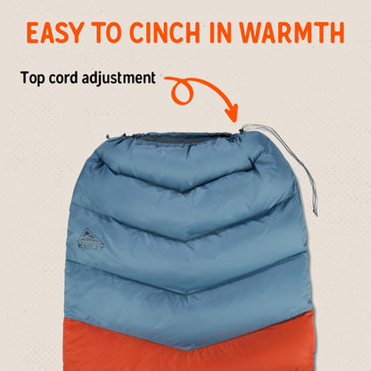 Kelty Galactic Down 30 Degree Sleeping Bag, 550 Fill Power RDS Trackable Down, Backpacking and Camping, Zip Together for 2P Sleeping Bag (Duck Green)