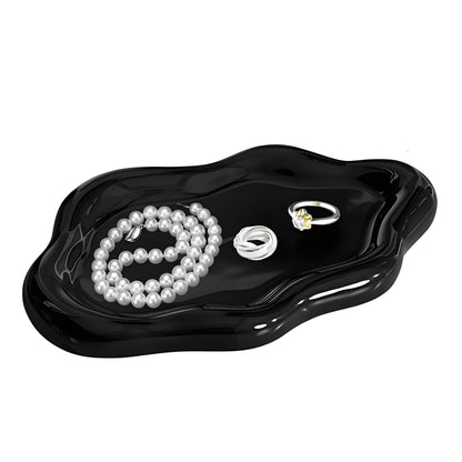 Ceramic Jewellery Dish Trinket Dish Jewelry Tray Cloud Shape Tray Perfume Tray Rings/Earrings/Bracelets/Watch/Keys Tray for Valentine's Day//Mother's Day/Birthday Gift (Black)