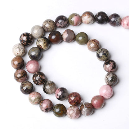 8mm 45pcs Natural Black Lace Rhodonite Beads Healing Power Stones Round Loose Gemstone Beads for Jewelry Making DIY Bracelet Necklace 15"