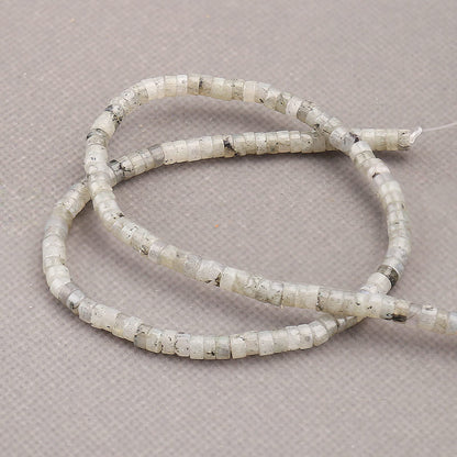 150PCs Natural White Labradorite Spacer Beads, Loose Semi Precious Flat Round Gemstone Heishi Disc Stone Beads for Beading Jewelry Making 4mm*2mm 38cm