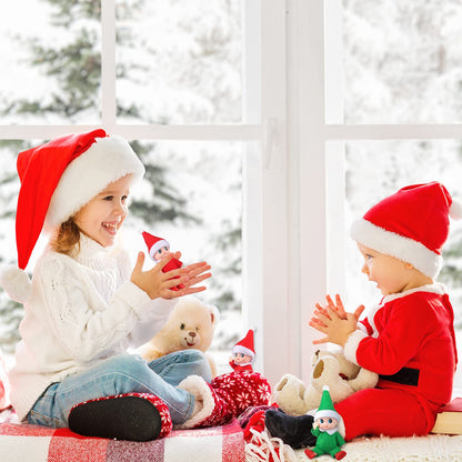 Soulchen Christmas Doll Toy Christmas Twin Boy and Girl Doll Xmas Miniature Accessories for Xmas Decoration (8 Pieces)