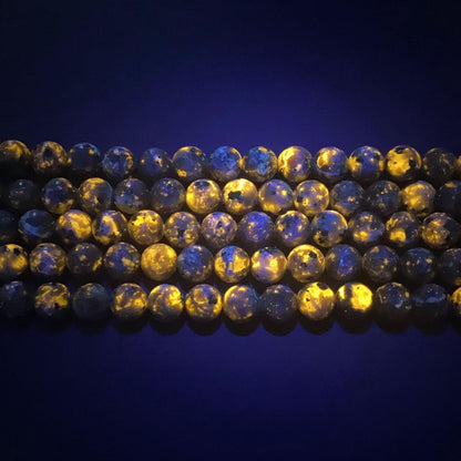 8MM 43PCS Flame Yooperlite Stone Beads Loose Beads for Jewelry Making DIY Bracelets Show Flame Color Under the Irradiation of UV Lamps