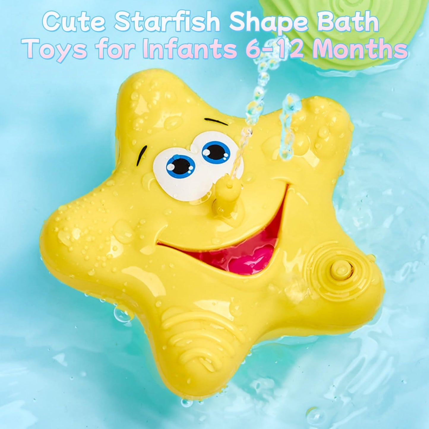 Bath Toys for Toddlers, Starfish Baby Bathtub Play Toys, Floating Fountain Pool Water for Infant Baby Bath Spray Toys with 5 Sensory Textures