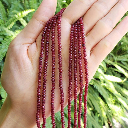 Adabele 13.5 Inch Natural Garnet Red Quartz Healing Gemstone 3mm Small Tiny Faceted Rondelle Spacer Loose Stone Beads (130-140pcs) for Jewelry Making GH2R-3