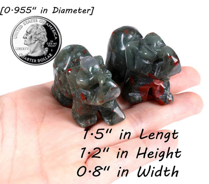 QINJIEJIE African Bloodstone Crystals Elephant Decor Cute Desk Polished Stones Figurine Natural Gemstones Luck Decoration Home Room Office Pocket Hippie Decor Spiritual Gift for Women
