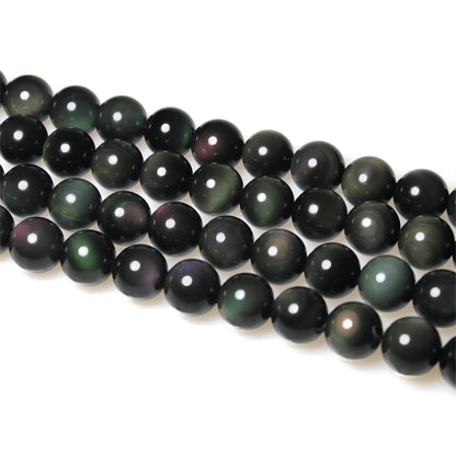 MJDCB Rare Collection Natural Stone Beads Rainbow Obsidian Round Loose Beads for Jewelry Making DIY Bracelet Necklace (8mm)