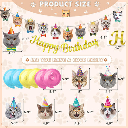 Cat Theme Birthday Party Decorations,Cat Birthday Decoration Happy Birthdays Banners Cats Hanging Cutouts Hanging Swirl Decor