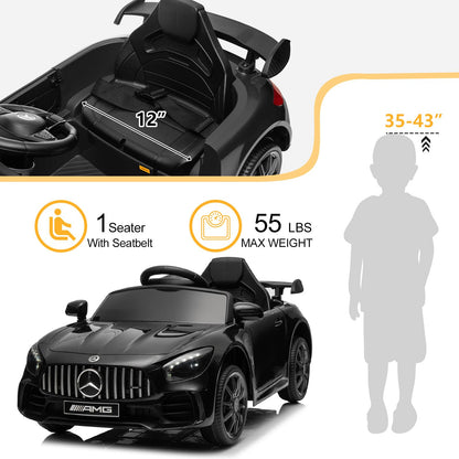 Winado 12V Ride on Car, Licensed Mercedes Benz AMG GTR Battery Powered Electric Vehicle, w/Parent Remote, Wider Seat, LED Lights, Openable Doors, MP3 Player, Smooth Start, 3 Speeds - Black