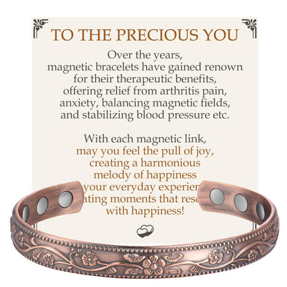 Feraco Copper Bracelet for Women, Ultra Strength Magnetic Bracelets, 99.99% Pure Copper Cuff Bangle with 3500 Gauss Neodymium Magnets, Adjustable