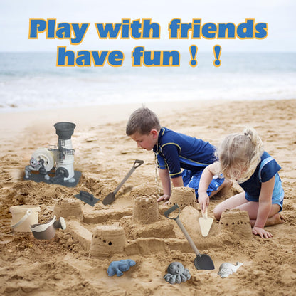 ZHIMEIYOU Beach Toy Set,12 Piece Sand Toys Cartoon Windmill Hourglass Toy, Includes Two Shovels, Water Bucket, Watering Can, Animal Tools Toys, Beach Toys Suitable for Children Aged 3-13