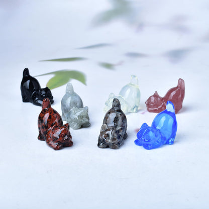 DZJXBZhu Moonstone Cat Crystal Statue Healing Crystal Reiki Meditation Pocket Gem Guardian Sculpture Home Study Table Desk Decor Collection Gift for Loved Ones