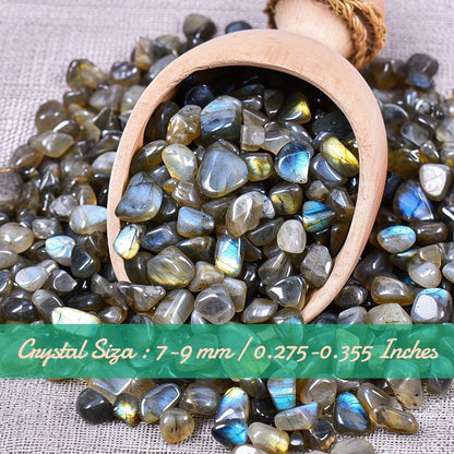 SigMntun Polished Labradorite Crystal Chips 200 Pcs - 0.3" 10 Ounces Tumbled Stone Rock Jasper Agate Chips Crushed Sea Glass Stones Healing Reiki Crystal Making Home Decoration