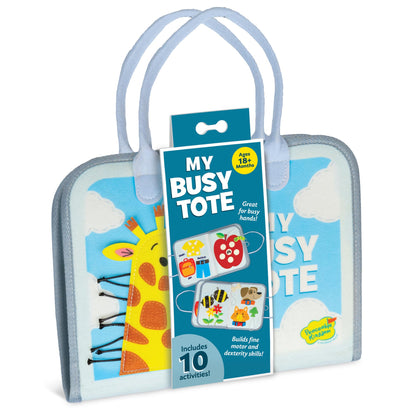 Peaceable Kingdom My Busy Tote – Soft Busy Book for Toddlers, Montessori-Inspired Sensory Learning Toy with 10+ Fine Motor Activities – Portable On‑the‑Go Activity Tote for Ages 18+ Months