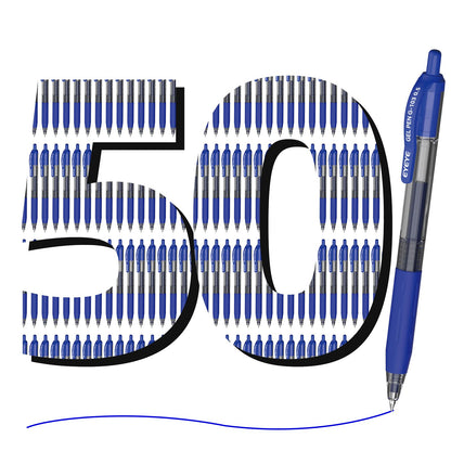 EYEYE G-103 Retractable Gel Pen 0.5mm, 50 Pack Extra Fine Point Blue Ink Pens Quick Drying, Ballpoint Pen Fine Point Smooth Writing Pens for for Office School Supplies