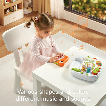 Baby Activity Table Learning & Fun, Baby DJ Table for Sitting Play, Keyboard Musical Toy and Detachable Red Legs Activity Table for Toddlers, Educational Interactive Toys for Kids