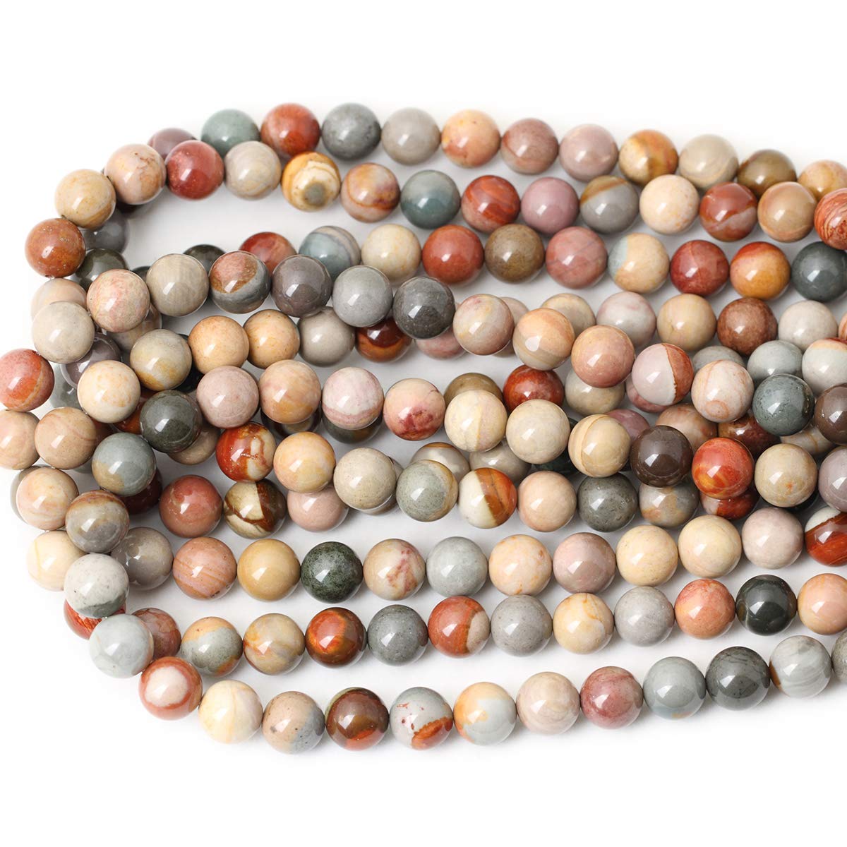 CHEAVIAN 35PCS 10mm Natural USA Picture Stone Gemstone Round Loose Beads for Jewelry Making DIY Findings 1 Strand 15"