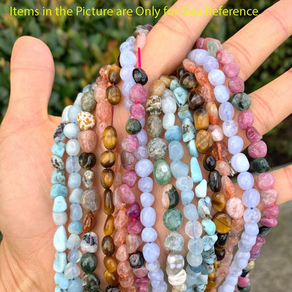 Adabele 15 Inch Natural Black Tourmaline Gemstone Loose Beads 6mm to 8mm Free Form Oval Tumbled Pebble Gem Stone Spacer for Jewelry Making GZ11-46