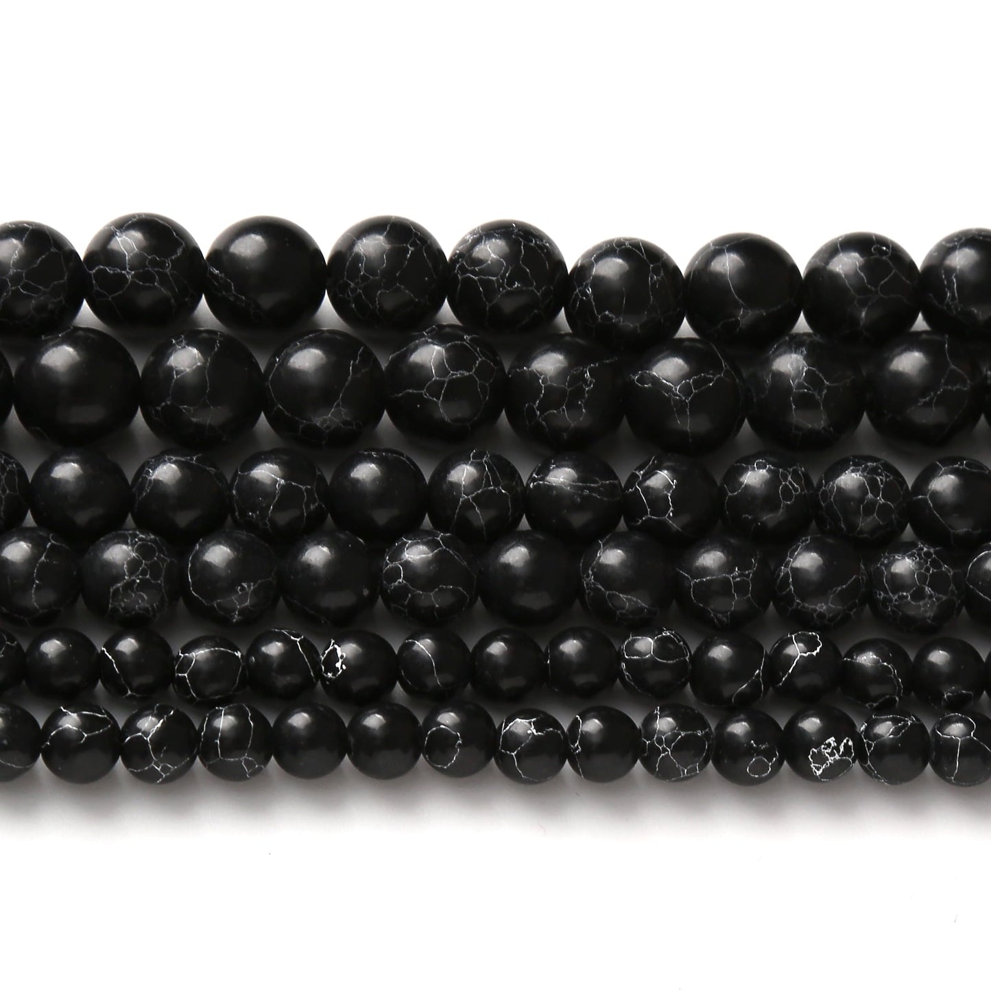 Black Turquoise Stone Beads for Jewelry Making Gemstone Round Crystal Bracelet Necklace 1 Strand 15.5inch 35PCS 10MM