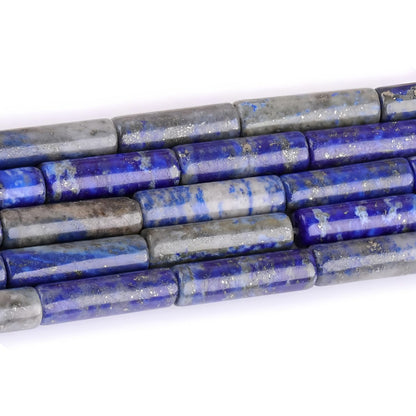 HAAMIIQII Natural Blue Lapis Lazuli Tube Beads 13x4mm Column Stone Cylinder Gemstone Loose Beads for Jewelry Making Strand 15 Inch (28-29pcs)