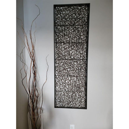 WEMPOLU Metal and Rattan Wall Decor, 17" W x 54" H, Dark Bronze