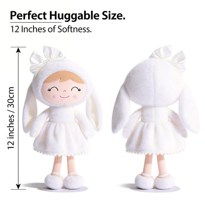 Gloveleya Baby Girl Gift Plush Bunny Dolls First Baby Doll Toddlers Rabbit Toy Bunny Gifts for Girl White 12 Inches