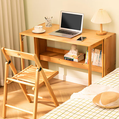 Dezyfurni Bamboo Folding Desk Mid Century Modern Desk for Home Office Bedroom Small Spaces，Natural
