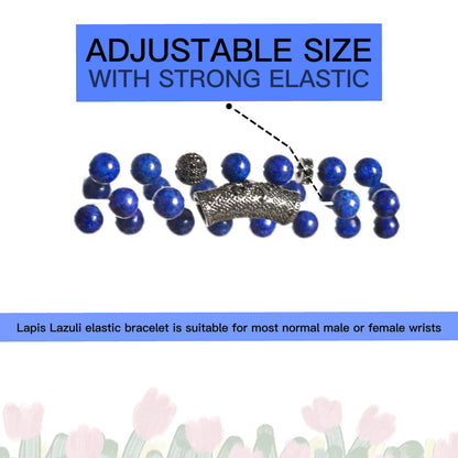 GDLKPYHS Lapis Lazuli Bracelet, Handmade Beaded 8 MM Beads Adjustable Stretch Beaded Bracelets Healing Crystal Chakra Bracelet Men's and Women's Gifts