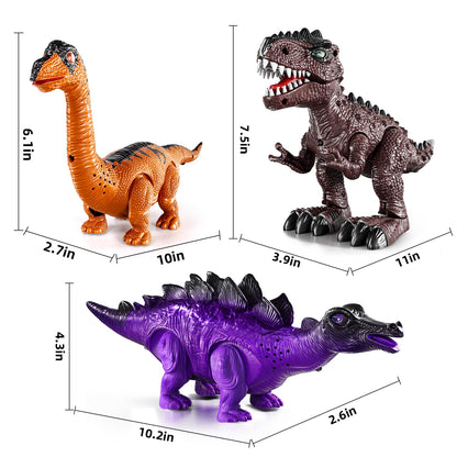 Lucky Doug 3 Pack Electric Realistic Dinosaur Toys with Simulated Sounds ＆ Lights for Boys Kids Aged 3 4 5 Years Old - Perfect Jurassic Tyrannosaurus Rex Gift for Birthday 3-5 Years