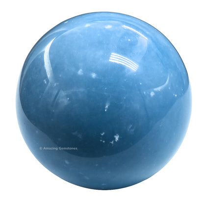 Amazing Gemstone Angelite Crystal Ball with Stand - 2" Inches Crystal Sphere Meditation Balls for Witchcraft and Decorative Balls