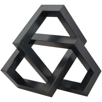 Deco 79 Metal Geometric Decorative Sculpture Abstract Shaped Home Decor Statue, Accent Figurine 12" x 13" x 7", Black