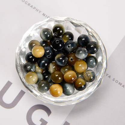 48Pcs 8mm Dream Tiger Eye Gemstone Natural Round Loose Real Stone Beads Gemstone Genuine for DIY Hand Made Craft Jewelry Bracelet Earring Necklace String Making Energy Healing Power
