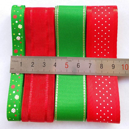 Libiline Random 18Yards Christmas Satin Grosgrain Ribbon Craft DIY Packing Hair Bow Accessory (Christmas)