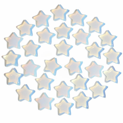QINJIEJIE 20Pcs Opal Star Crystals Opalite Healing Stones Mini Crystal Cute Polished Pocket Stone Thumb Star Gemstones Set Bulk Wholesale Balancing Star Crystal Gift for Women Stocking Stuffers