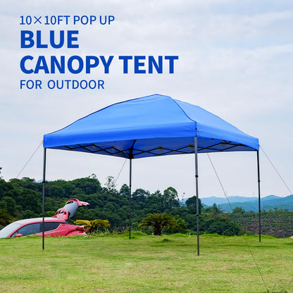 10x10 Pop Up Canopy Tent with 2 Sidewalls, Easy Up Canopy Outdoor Party Sun Shade Tent Portable Gazebo for Beach Camping Events with Carry Bag and 4 Sand Bags