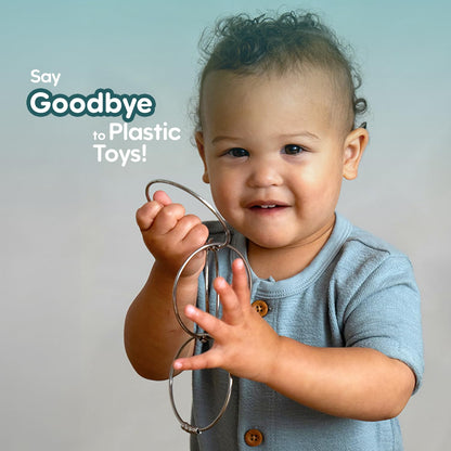 Jangles - Made in USA Stainless Steel Baby Rattle, Teether, Teething Bracelet & Fidget Toy – Heirloom Quality, Safe, Non-Toxic, BPA-Free – Ideal for Teething, Sensory Play & Early Development