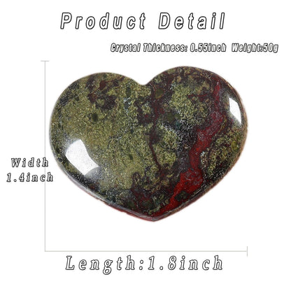 MAIBAOTA 45 mm Bloodstone Crystals Stones Heart Love Crystal Valentines Gifts for Herfriend Wife Palm Stone Reiki Crystal Gemstone Worry Stones for Anxiety