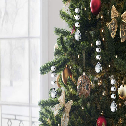 HOHIYA 30 Pcs Crystal Christmas Tree Ornaments Acrylic Hanging Prisms and Garland Beads Lightweight Holiday Decoration for Christmas Wedding Centerpieces Party and Chandelier Sparkle Clear
