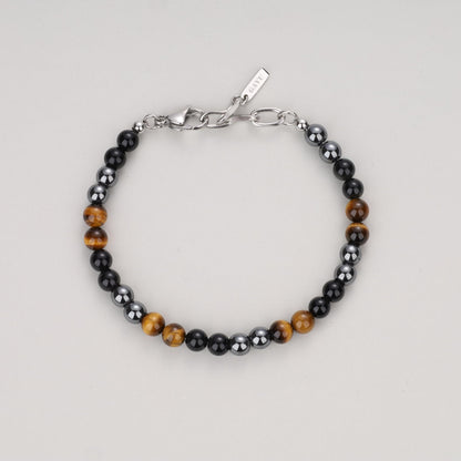 GAVU Triple Protection Beaded Bracelets for Men, Men's Tiger Eye Obsidian Bracelet