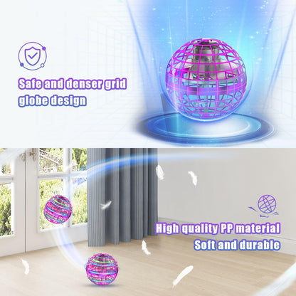 XINHOME 2 Pcs Flying Orb Ball Toys(Blue+Pink) Soaring Hover Boomerang Spinner Hand Controlled Mini Drone for Kids Adults Outdoor Indoor