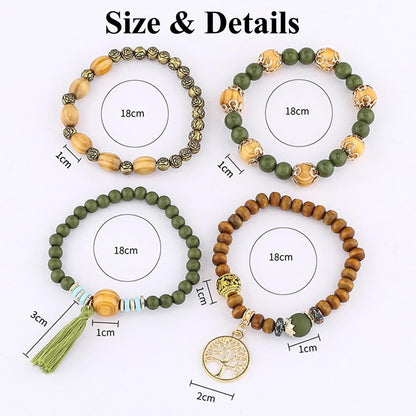 Vesitim Stackable Stretch Bracelets for Women Tree of Life Bead Bracelet Blue Boho Jewelry